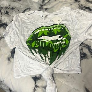 White and green large crop top